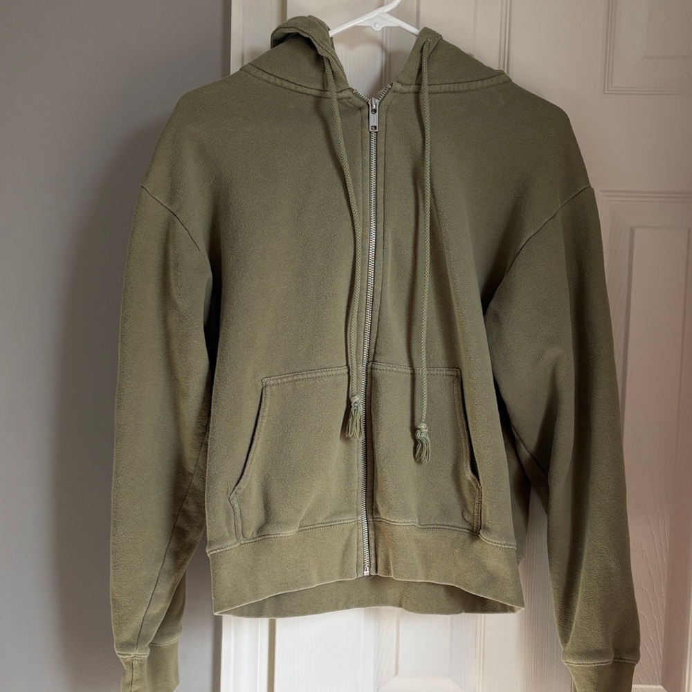 Brandy Melville Christy Green Zip Up Hoodie